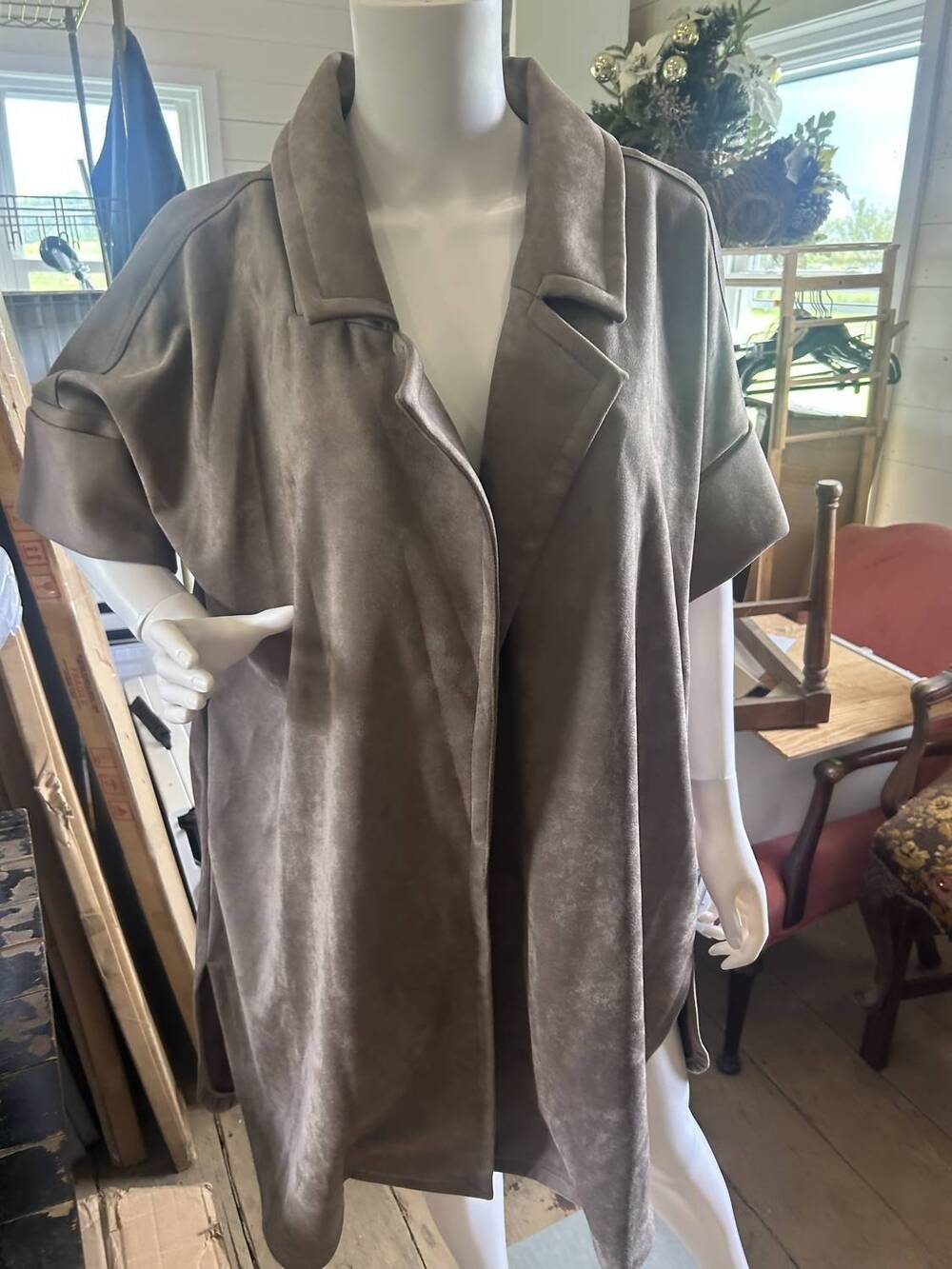 NEW THML women's suede jacket in grey